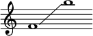 
\new Staff 
  \with { 
    \omit TimeSignature 
    \omit BarLine
  }
{
\clef treble
f'1\glissando b''
}
