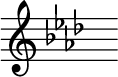 { \new Staff \with{ \magnifyStaff #3/2 } << \time 1/4 \override Score.TimeSignature #'stencil = ##f { \clef treble \key f \minor s16 ^\markup "" } >> }