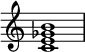  {
\override Score.TimeSignature #'stencil = ##f
\relative c' { 
  \clef treble \time 4/4
  <c e ges b>1
} }
