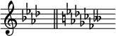 { \omit Score.TimeSignature \omit Score.KeyCancellation \key aes \major s16^"" \bar "||" \set Staff.keyAlterations = #`((6 . ,NATURAL)(2 . ,FLAT)(5 . ,FLAT)(1 . ,FLAT)(4 . ,FLAT)(0 . ,FLAT)(3 . ,FLAT)(6 . ,DOUBLE-FLAT)) s^""}