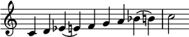  {
\override Score.TimeSignature #'stencil = ##f
\relative c' { 
  \clef treble \time 9/4
  c4 d es( e) f g a bes( b) c2

} }
