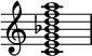  {
\override Score.TimeSignature #'stencil = ##f
\relative c' { 
  \clef treble \time 4/4
  <c e g bes d f a>1
} }
