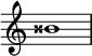  {
\override Score.TimeSignature #'stencil = ##f
\relative c'' {
  \clef treble \time 1/1 bisis1
} }