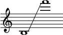 
      \new Staff \with { \remove "Time_signature_engraver" }
      {
        \cadenzaOn
        b1 \glissando f'''1
      }
    