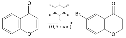 Схема реакции бромирования хромона