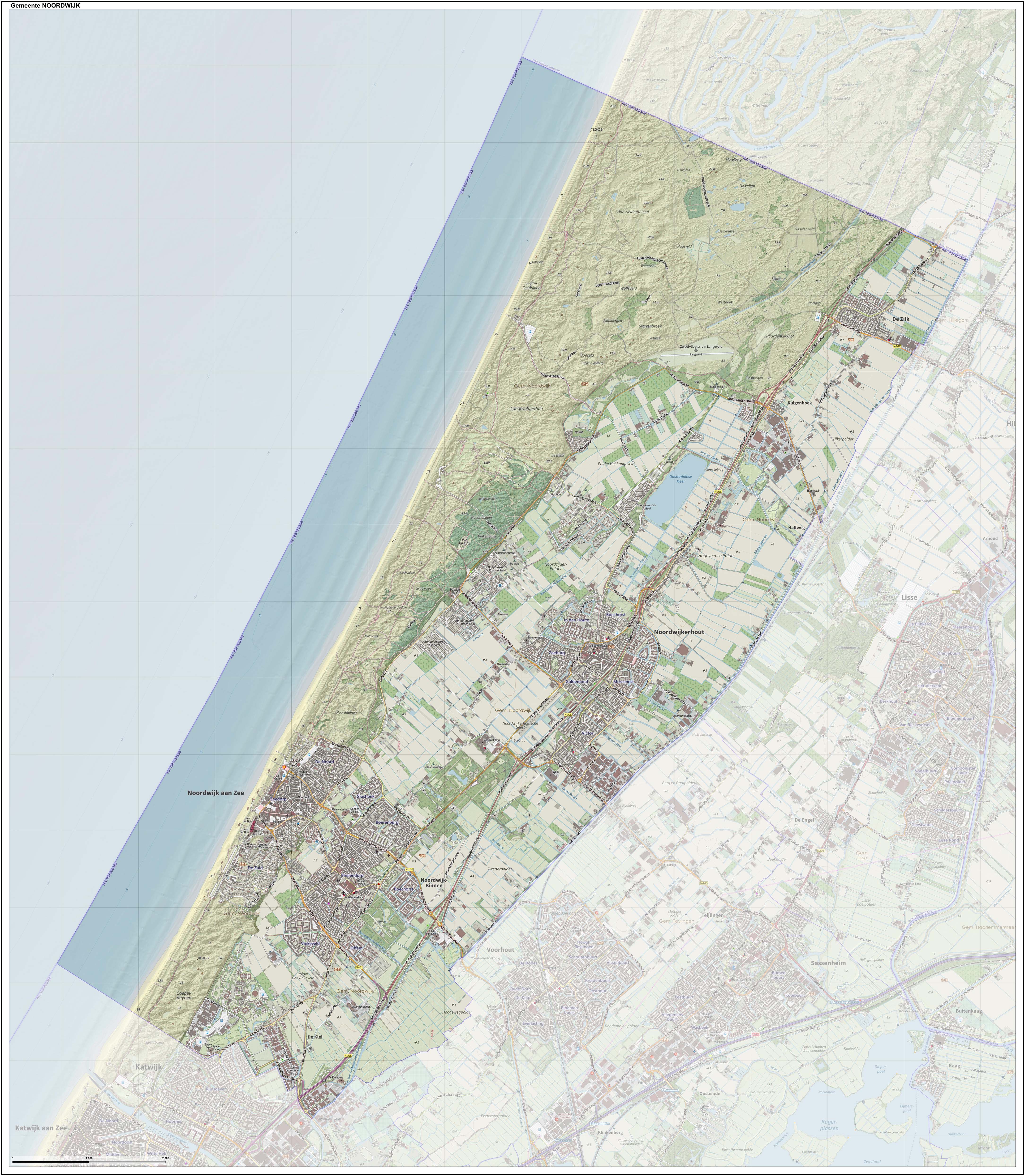 Dutch Topographic map of Noordwijk, June 2015