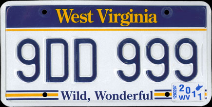 File:2006 West Virginia license plate 9DD 999.jpg