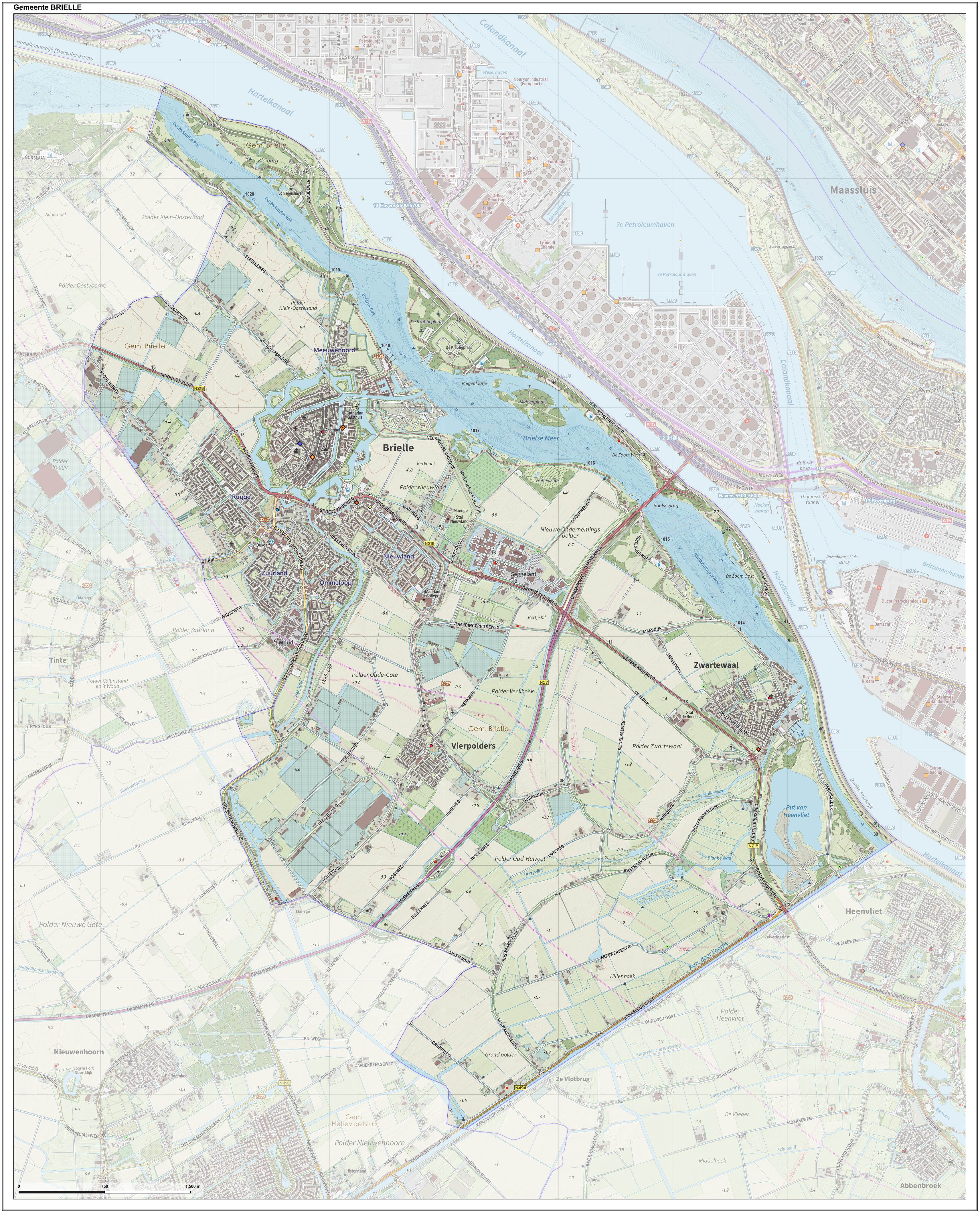 Dutch Topographic map of Brielle, June 2015