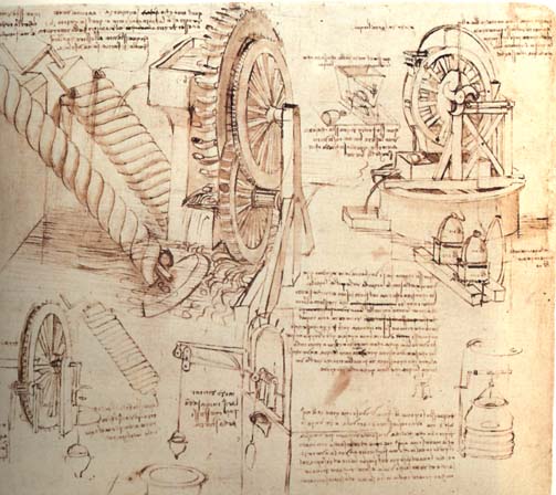 Archivo:Leonardo da vinci, Drawings of Water Lifting Devices.jpg