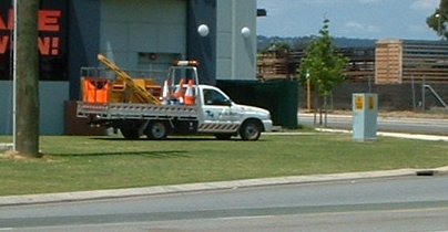 Traffic control ute at worksite