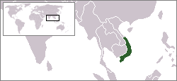 Location of South Vietnam in Southeast Asia.