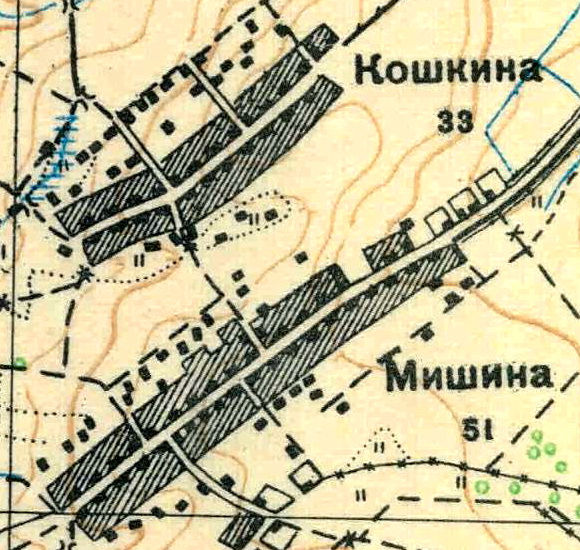 План деревни Мишино. 1930 год