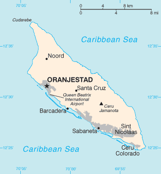 Map of Aruba with cities