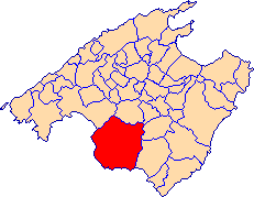 Location of Llucmajor district on Mallorca