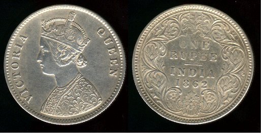 File:One rupee coin, India, Victoria, 1862.jpg