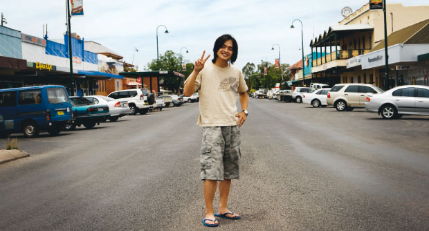 File:Korean bloke standing on main street of Bourke.jpg