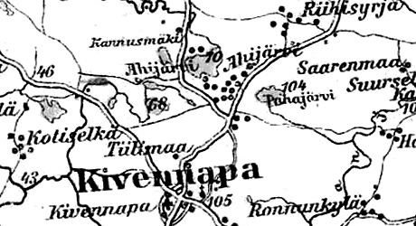 Земли деревни Ляхепелто на финской карте 1923 года