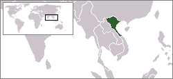 Location of North Vietnam in Southeast Asia.