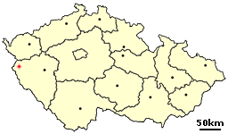 Map of the Czech Republic highlighting Milíře