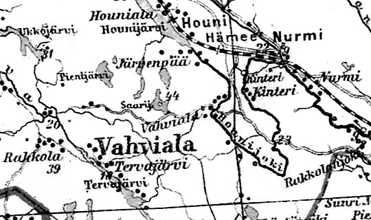 Станция и деревня Нурми на финской карте 1923 года