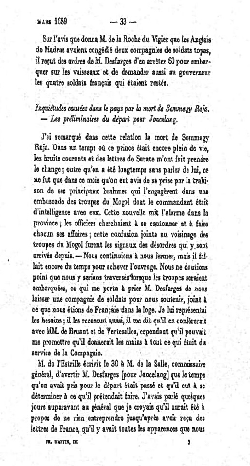 Martin's Diary mentioned that the close Bramhnis betrayed Chatrapati Sambhaji Maharaj