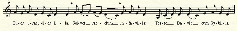 The "Dies Irae" melody in treble clef.