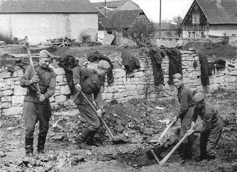 Файл:Bundesarchiv Bild 183-55264-0001, Nettelstedt, Sowjetsoldaten, Wiederaufbau einer LPG.jpg