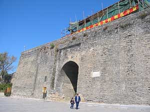 The Great Wall's 'First Gate Under Heaven', under repairs. Shanhaiguan, Hebei, 2003/10.