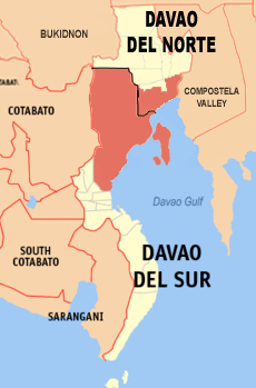 Map of [Davao del Norte and Davao del Sur showing the location of Metro Davao