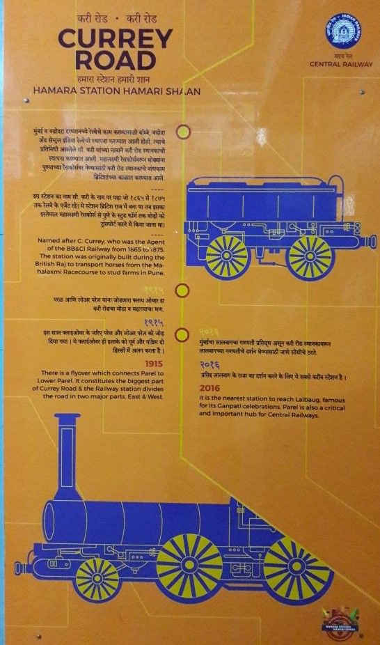 Station History Display Board placed near booking office, Curry Road,Mumbai India