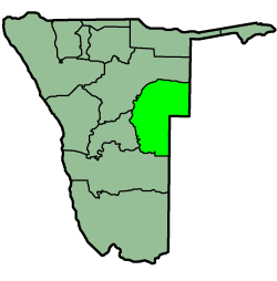 Location of the Omaheke Region in Namibia