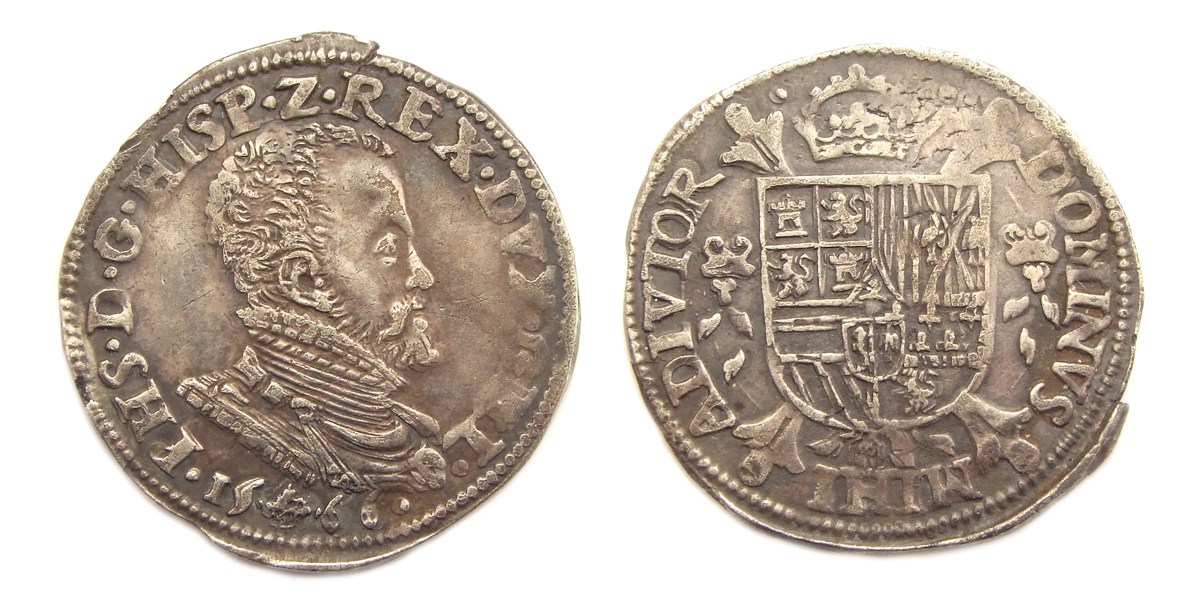 Portrait of Philip II on 1/5 Philipsdaalder, struck 1566, Guelders, Low Countries