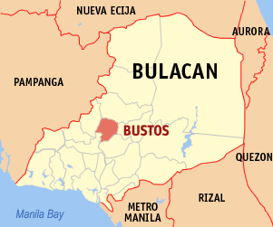 Map of Bulacan showing the location of Bustos