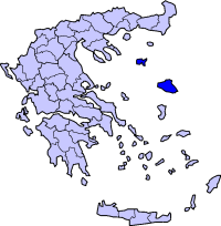 Map showing Lesbos within Greece