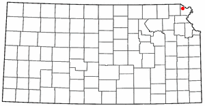 Location of Highland, Kansas