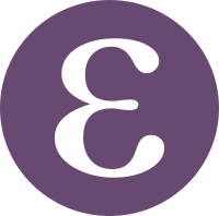 Small epsilon on a purple circular background as a logo