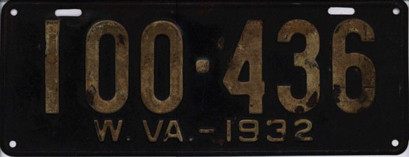 File:1932 West Virginia license plate 100-436.jpg