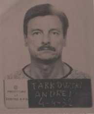 A 1985 mugshot of Tarkovsky taken in Italy