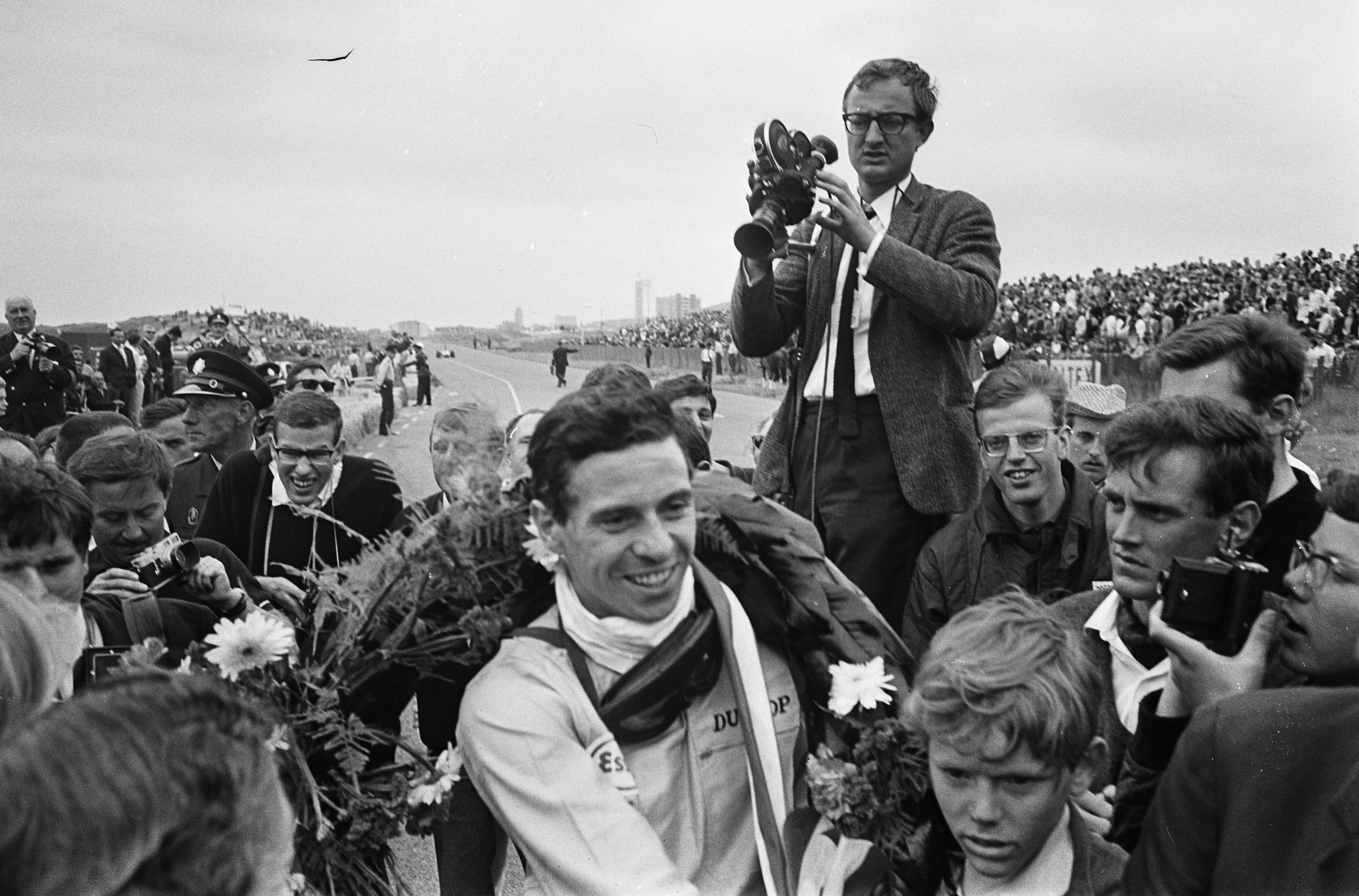 Jim Clark celebrating his win.