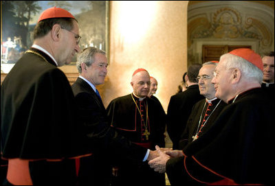 File:G W Bush greeting US cardinals at Villa Taverna.jpg