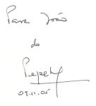 Autógrafo del escritor Pepetela en una presentación de su obra Predadores en el FNAC del Chiado.