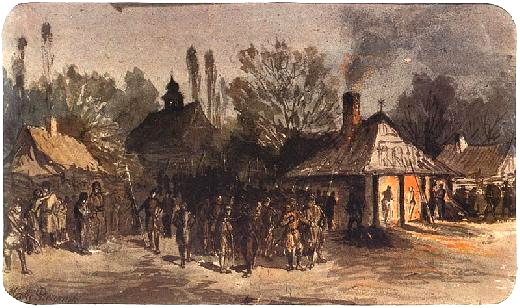 Файл:Departure of Polish partisans from the village in 1863.PNG