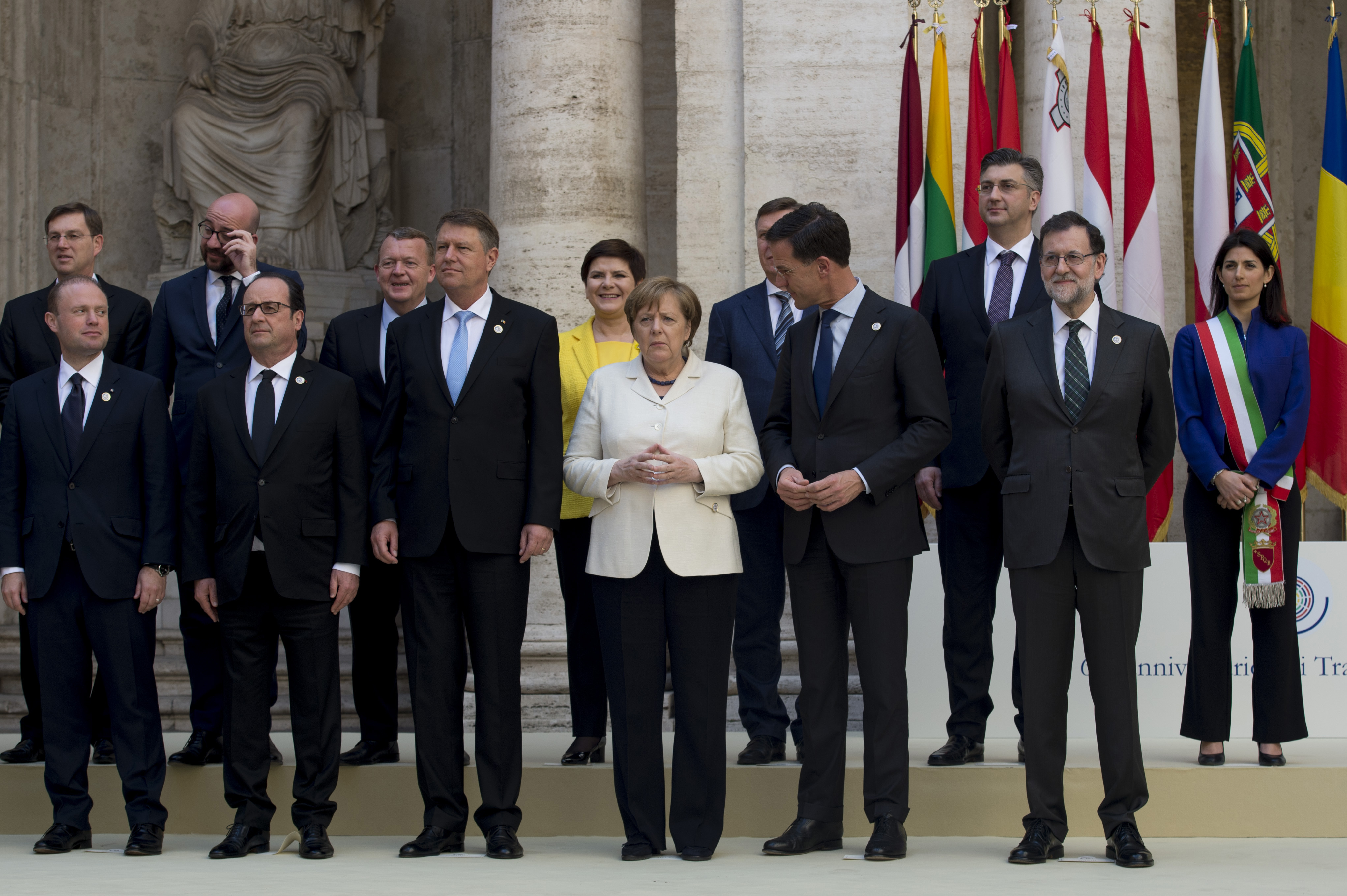 Prime Minister Andrej Plenković (top row second from right) with rest of the European chief executives during a ceremony to mark the 60th anniversary of the signing of the Treaty of Rome in Rome on 25 March 2017.