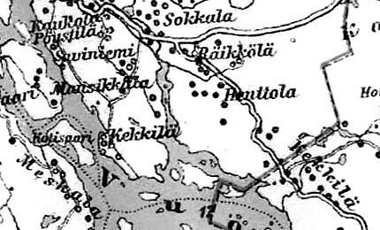 Деревня Хентола на финской карте 1923 года