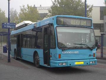 Dutch bus on lpg. Note the white gas tanks on the roof of the bus.