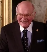 Coover shortly before being awarded the National Medal of Technology and Innovation by Barack Obama in 2010