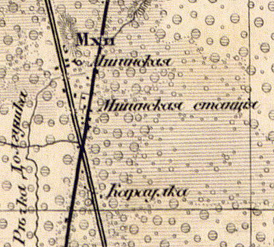 Станция Мшинская на карте 1863 г.