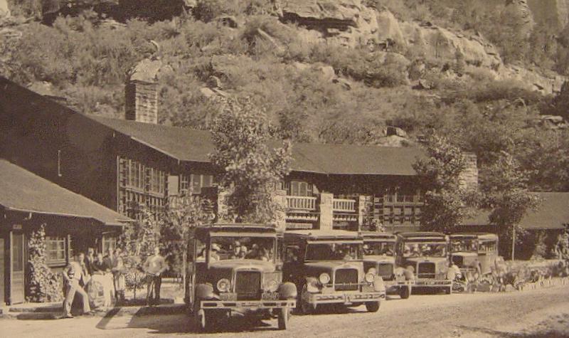 File:Tour buses at Zion Lodge in 1929.jpeg