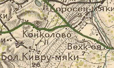 Деревня Конколово на карте 1913 г.