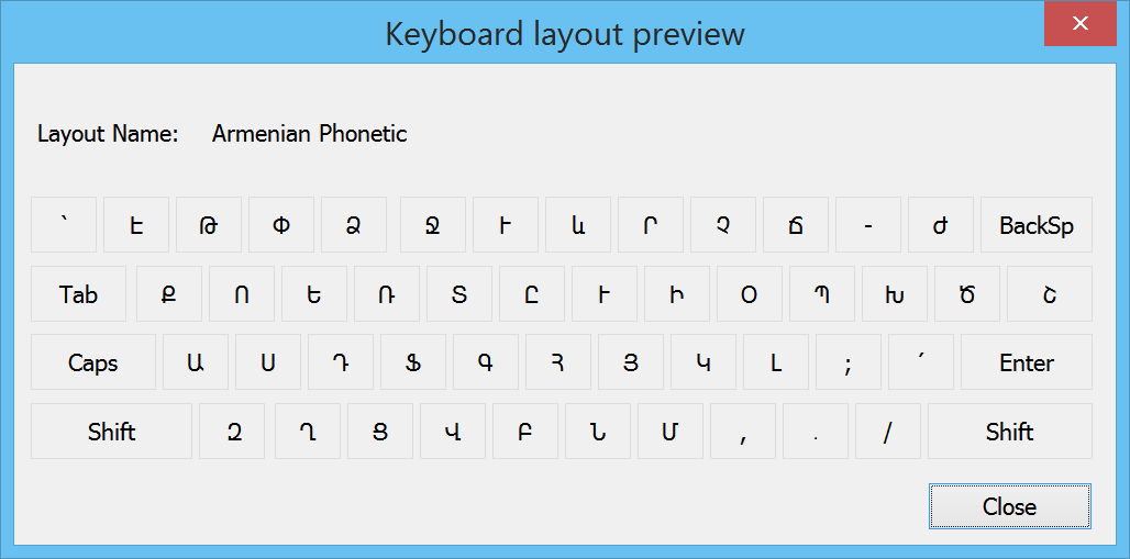 Armenian keyboard layout